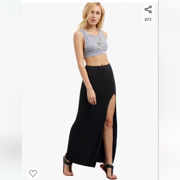 Black maxi skirt with side split sz lg - Picture 2 of 8